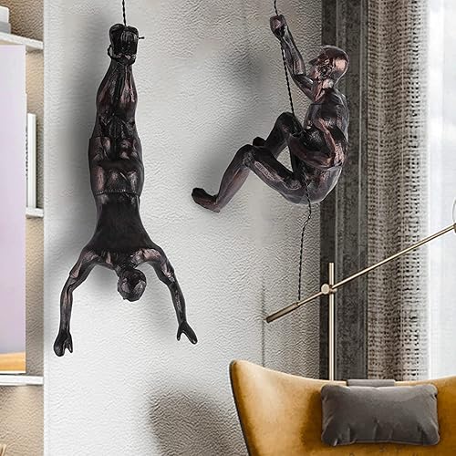 Miniatura 2 de Escultura de decoración de pared para hombres escaladores, simplicidad moderna nórdica, arte decorativo de pared, esculturas de hombre escalador,