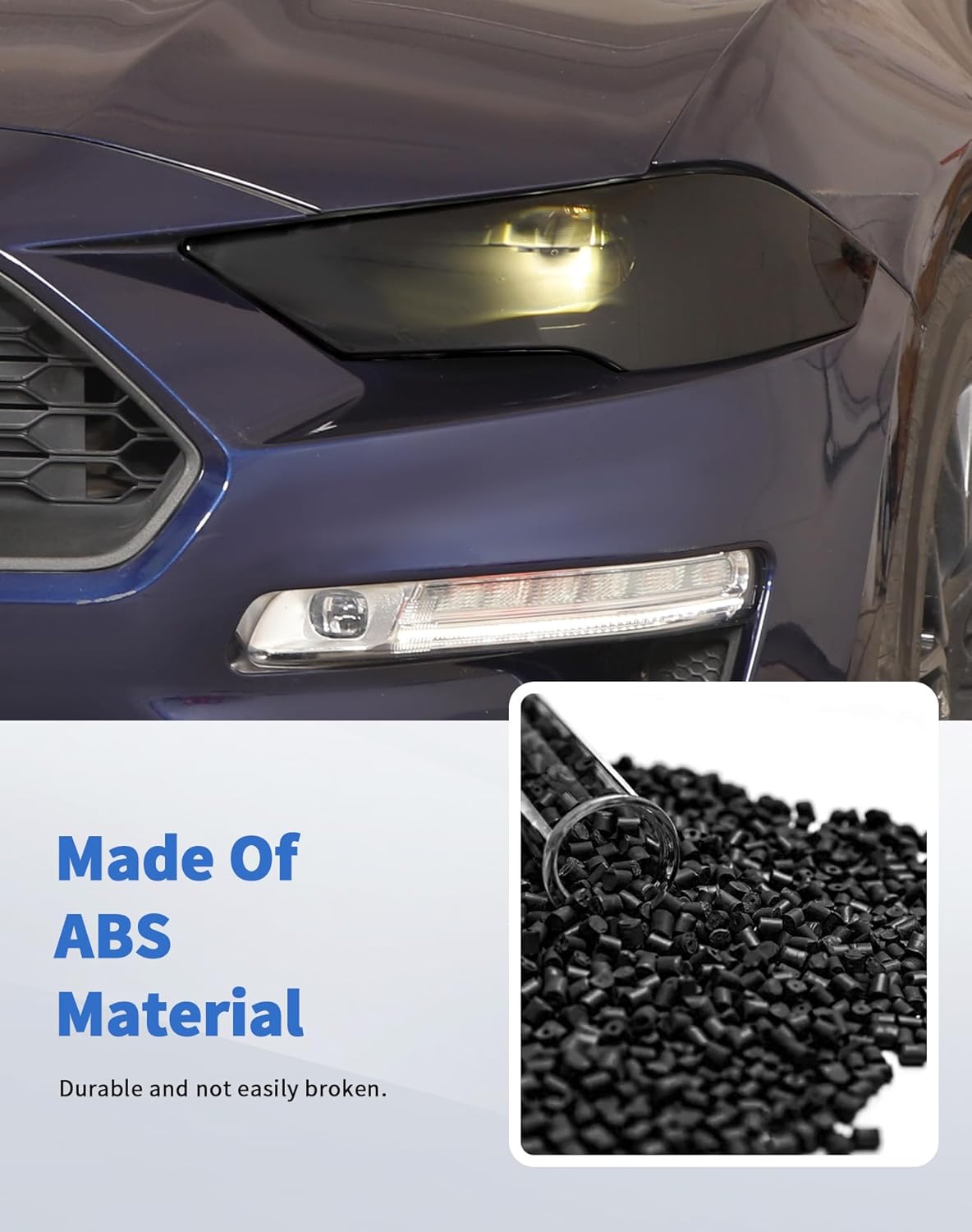 Tail Light Lamp Cover Guard Trim & Front Headlight for Ford Mustang 2018-2023 Frame Bezels Decoration Accessories(Black)