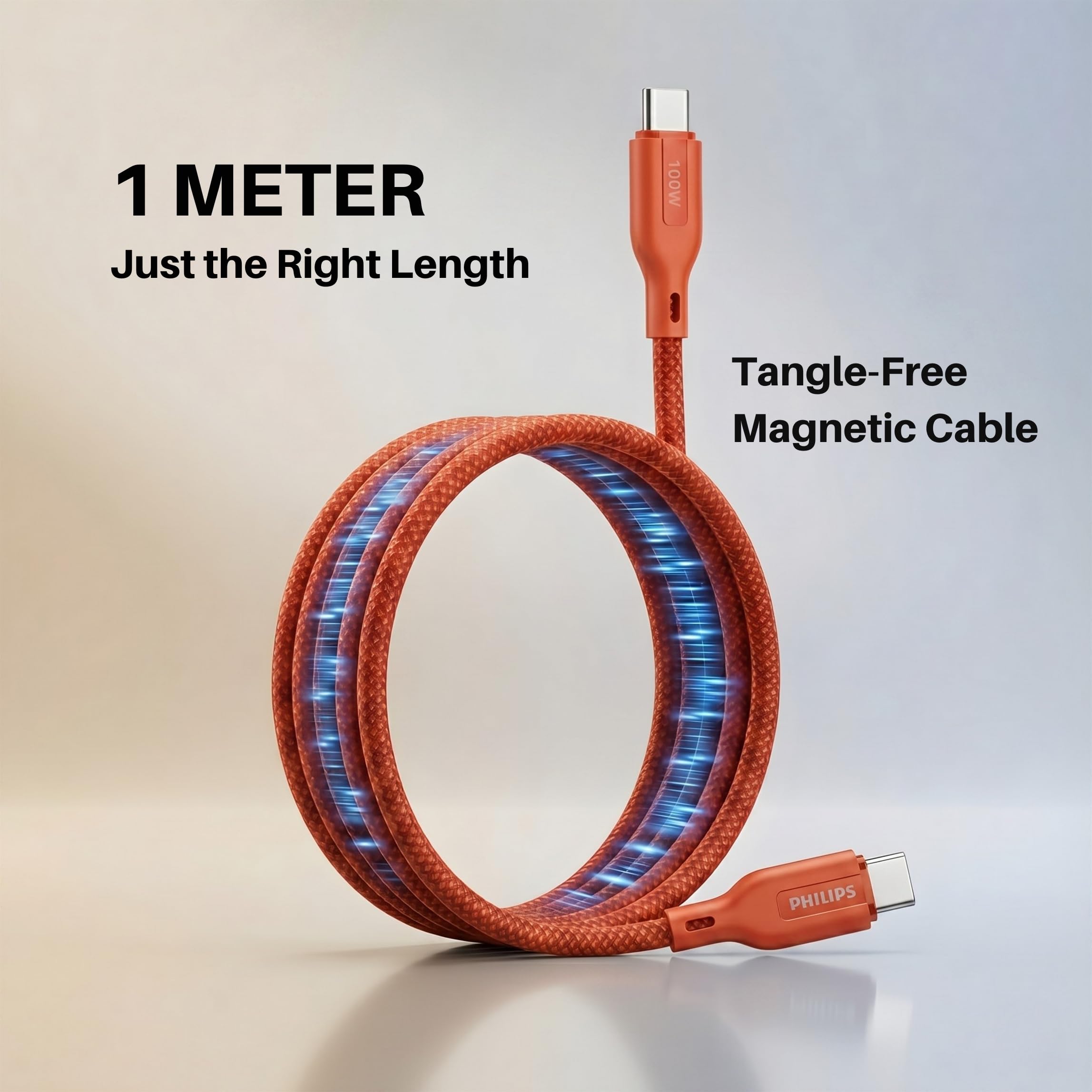 Philips 100W USB-C to USB-C Cable - Magnetic & Fast Charging -4 Philips 100W USB-C to USB-C Cable - Magnetic & Fast Charging -4