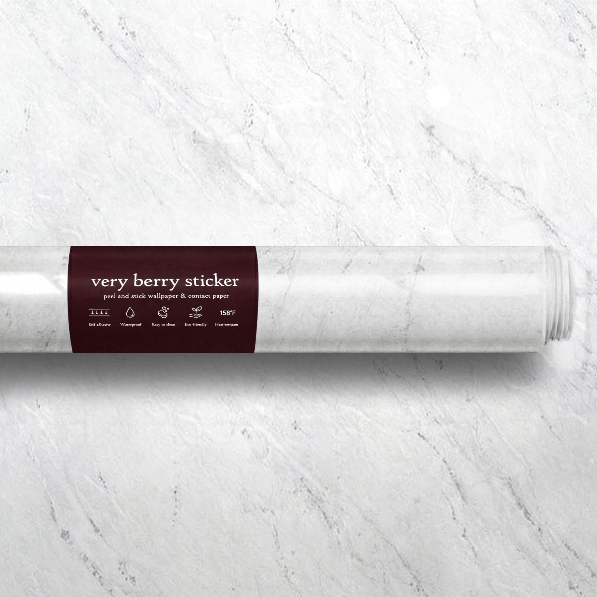 VERY BERRY STICKER Marble Peel and Stick Wallpaper (White, 61 x 300cm) Premium Vinyl Wrap, Self-Adhesive Sticky Back Plastic for Kitchen Worktops, Cupboards & Furniture, Waterproof