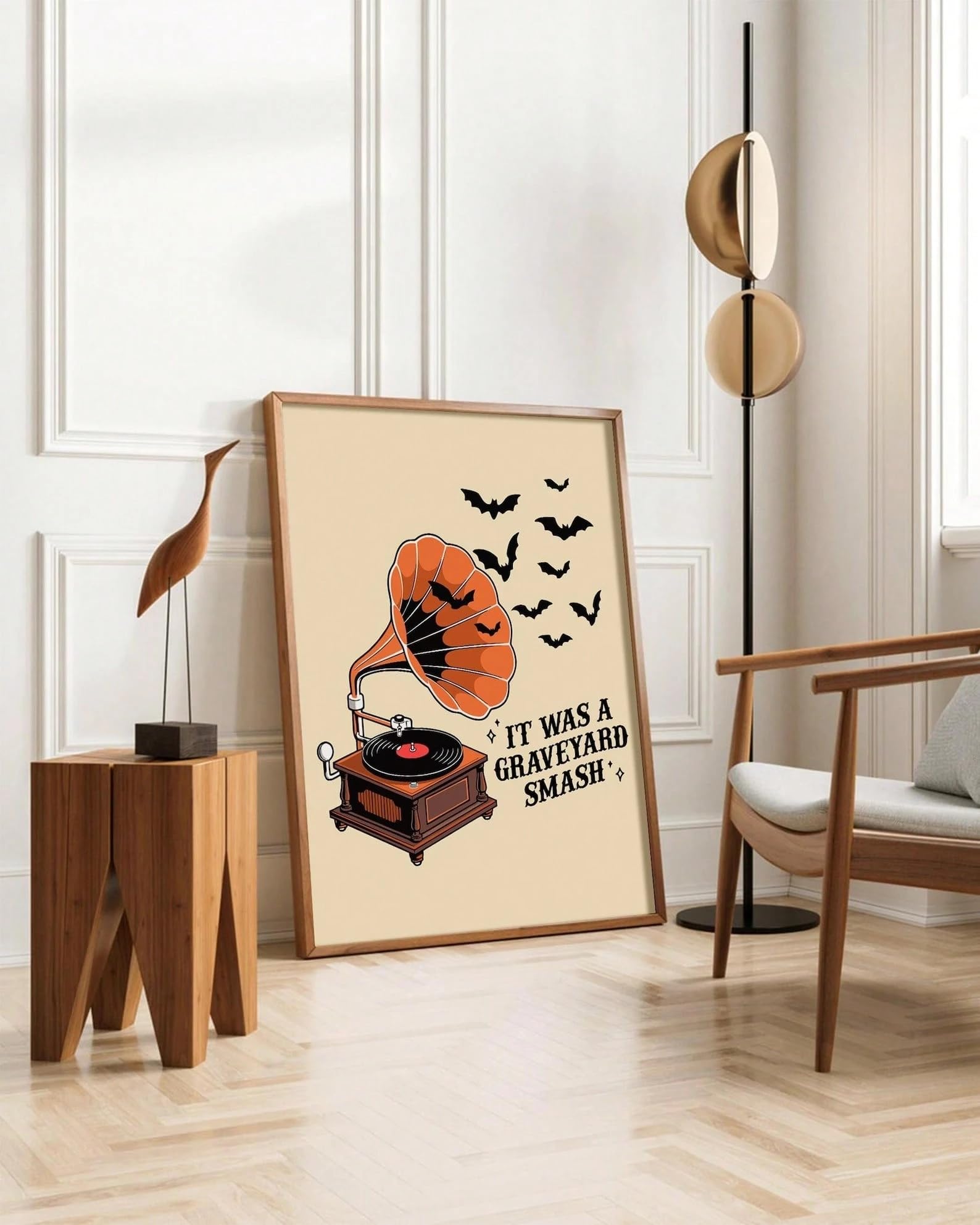 YUSUZHU 1 poster da parete con lettore di vinile, stile bohémien, con disco retrò e citazione divertente, stampe su tela, quadri da parete (80x140 cm/senza cornice)