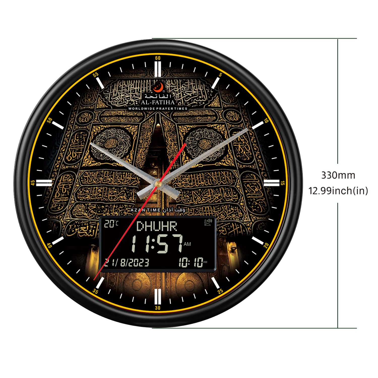 Orologio Azan, orologio musulmano, orologio da parete Athan, orologio digitale Azan per casa/ufficio/moschea (nero)