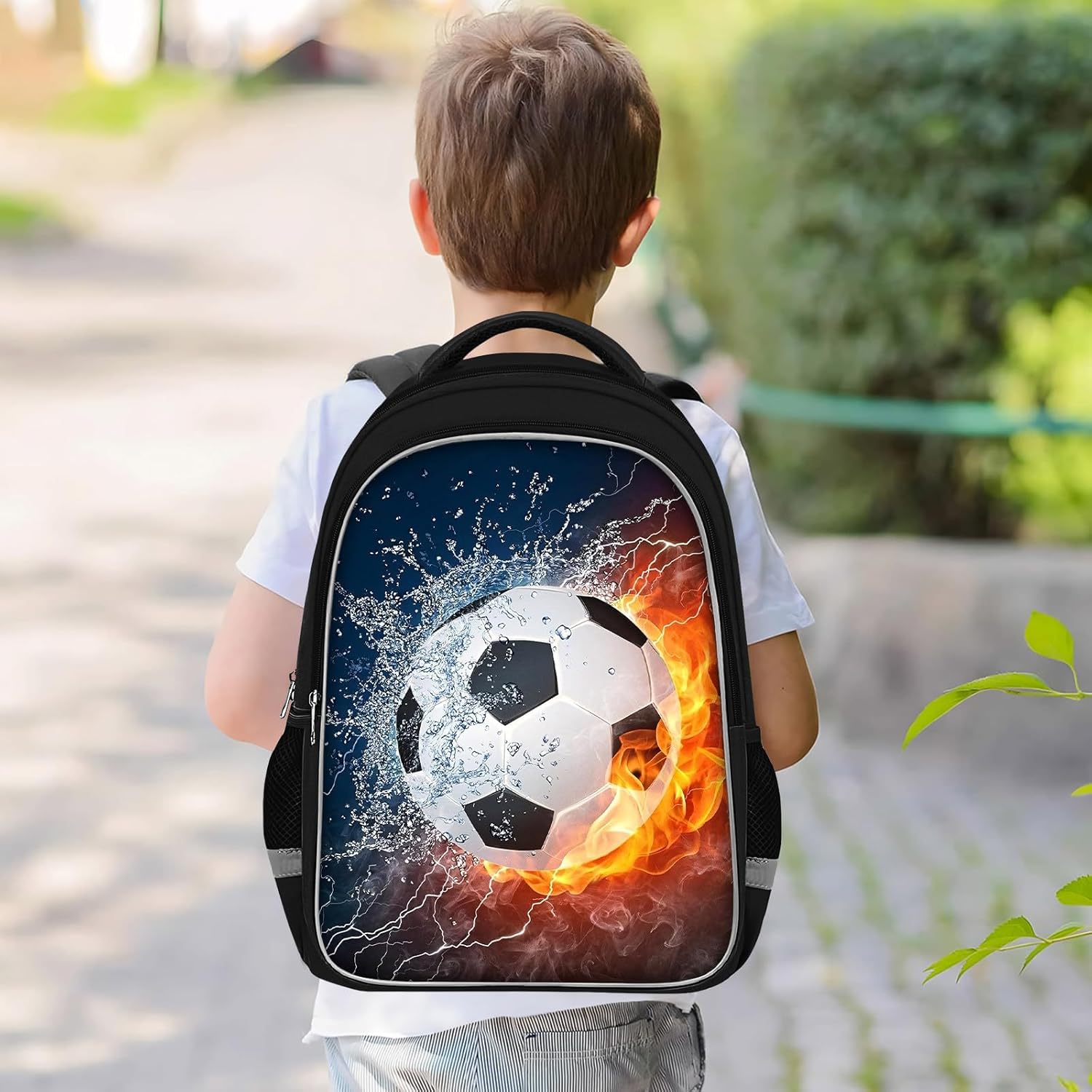 School Backpack for Boys - Soccer Boys Backpack for Kids Children Teens Elementary Middle School - Students Bag for Ages 6-18,17″Bookbag Multifunctional Large Capacity - Image 7