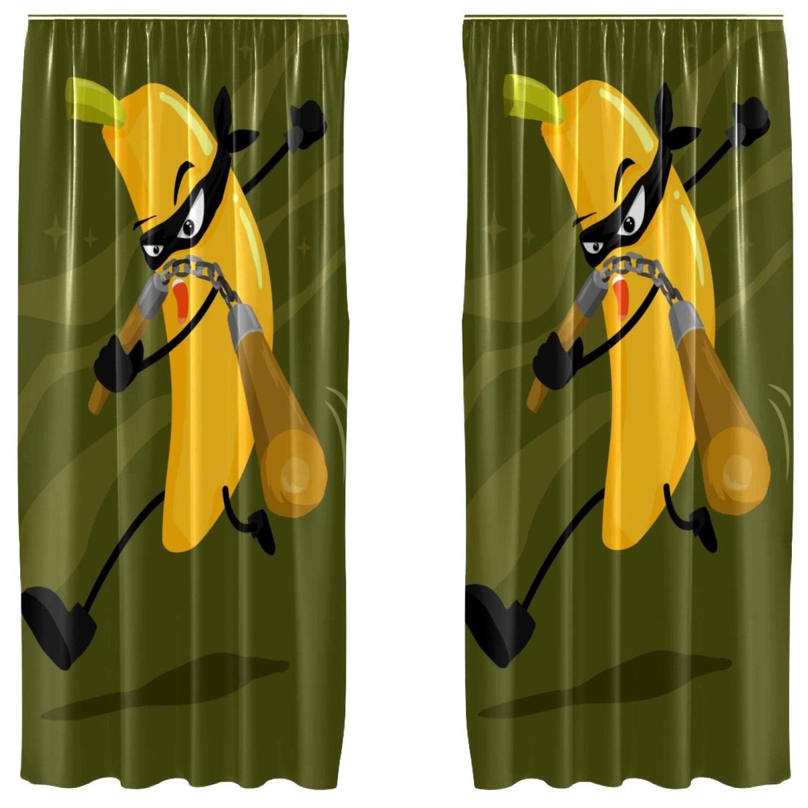 Rideaux motif banane de qualité supérieure | Lot de 2 drapés élégants