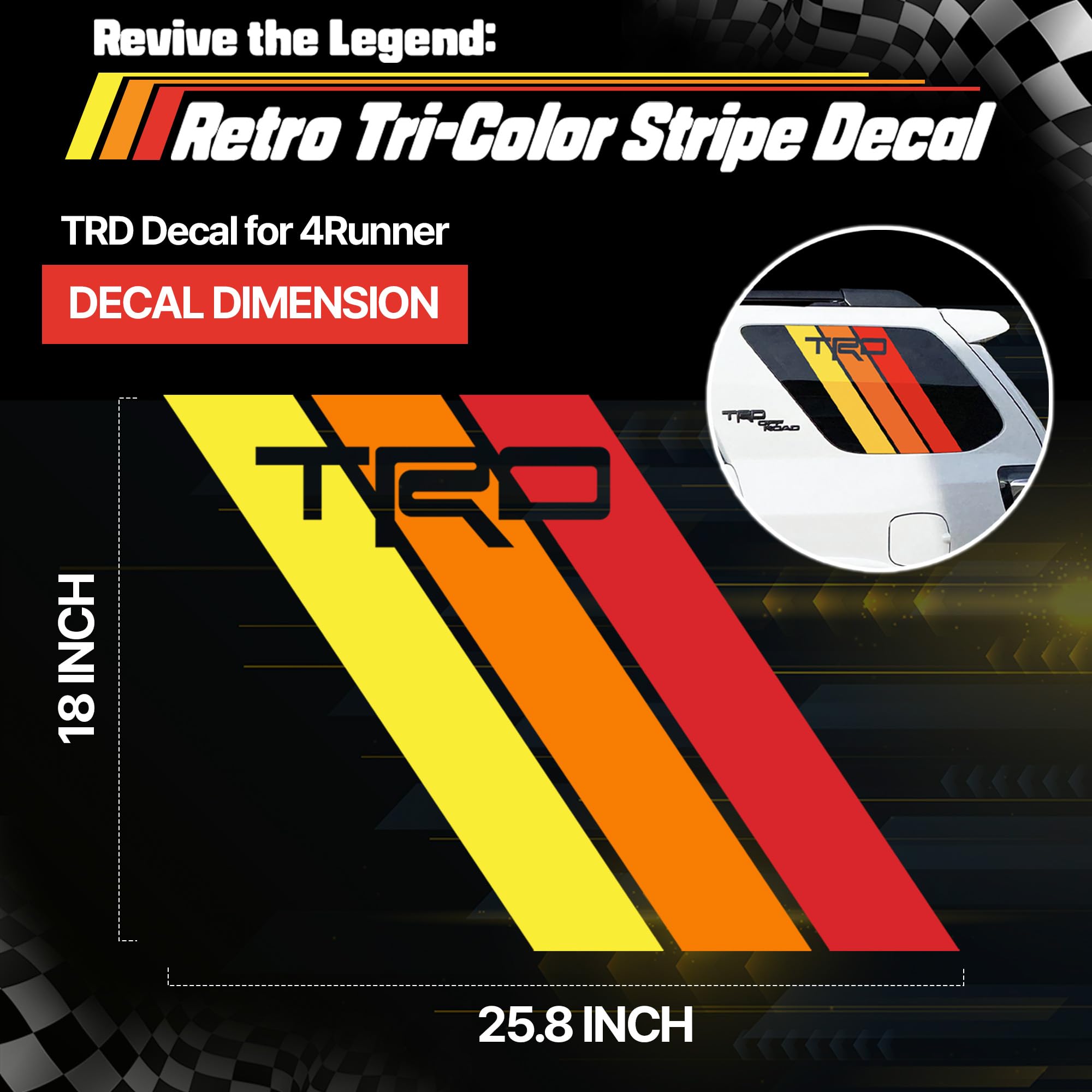 Retro Stripes For Toyota 4Runner Decal 2017 2018 2019 2020 2021 5th Generation E - Foto 4