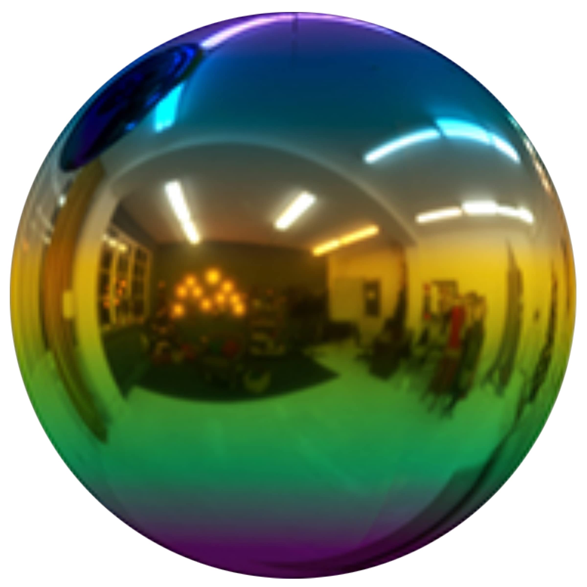 JforSJizT 12 inch Diameter Gazing Ball,Rainbow Stainless Steel Polished Reflective Smooth Garden Sphere Globe Mirror,Colorful and Shiny Addition to Any Garden or Home