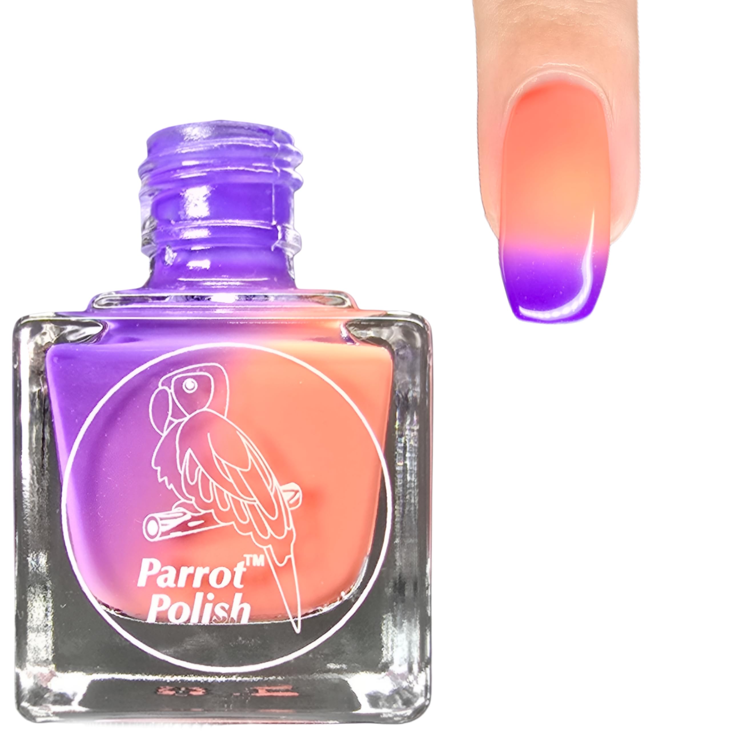 Golden Plumeria Color Changing Thermal Nail Lacquer, Purple to Pink Coral