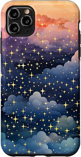 Funda para iPhone 11 Pro Max con estrellas y nubes coloridas