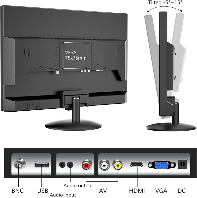 Wstirhy 19" LED Monitor HDMI VGA USB 1366x768 Beépített Hangszóróval