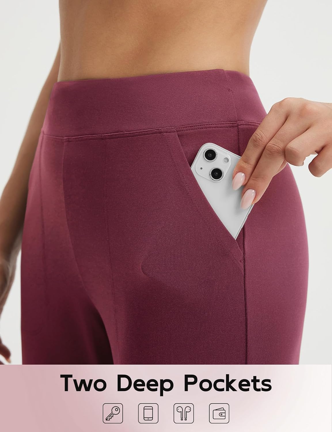 baleaf Womens Capri Pants High Waisted Straight Leg Yoga Capris Leggings with Pockets Cropped Workout 21" Summer Pants