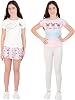 Sweet Butterfly Girls 4 Piece Leggings Skirt and Short Sleeve Fashion Tops Set for Kids Children’s Clothes