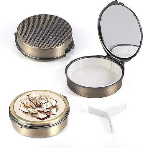 Miniatura 5 de Dynippy - Pastillero con espejo y bolsillo, organizador de píldoras con 3 compartimentos para medicinas y vitaminas, ideal para bolsillo, bolso y