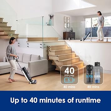 Tineco Floor ONE S7 Pro Smart Cordless Wet Dry Vacuum Cleaner, Long Runtime, Great for Sticky Messes, Self-Cleaning, 158FHot Air FlashDrying, Dual-Sided Edge Cleaning, Extended Battery Lifespan