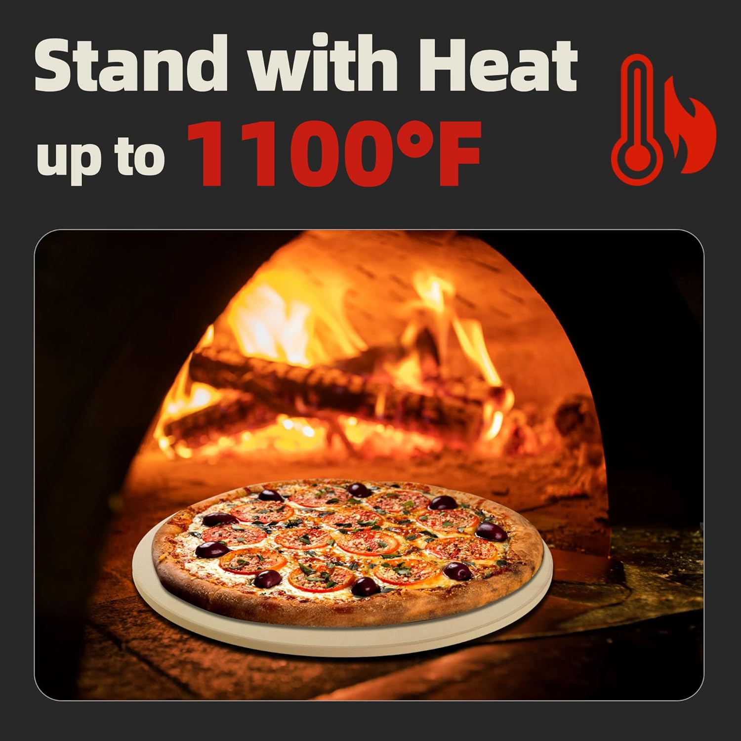 12" x 14.5" Pizza Peel+12" Round Pizza Stone for Large Oven, Pizza Spatula with Wood Handle