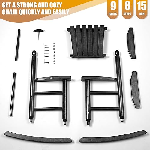 Miniatura 7 de Balancín de madera para niños, perfecto para interiores o exteriores, para todo tipo de clima, para jardín, césped, balcón, patio trasero y patio,