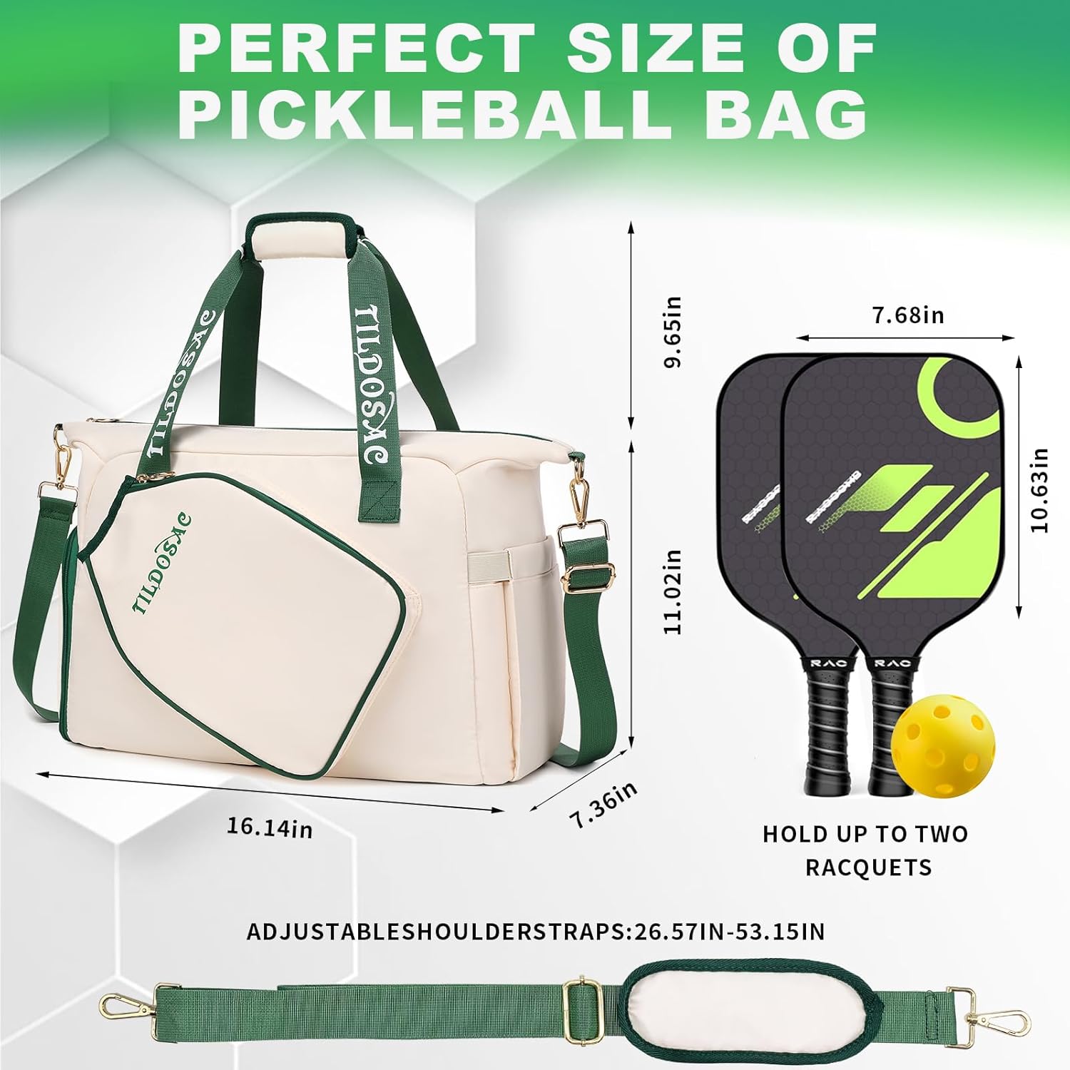 TILDOSAC Stylish Pickleball Tote Bag With Adjustable Strap For Crossbody, Handbag, or Shoulder Bag - Ideal Pickleball Gift