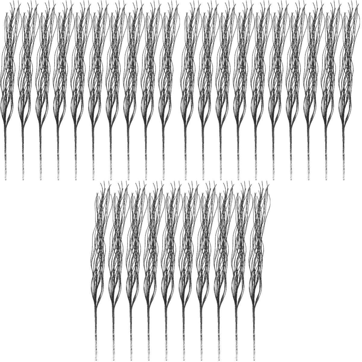 OUNONA 3 Set Oggetti Di Scena Vegetali Simulati Artificiale Natale Rami Scintillanti Steli Finti Per Vaso Plettri Per Alberi Glitterati Plettri Glitterati Nero Pvc 10 Pezzi*3
