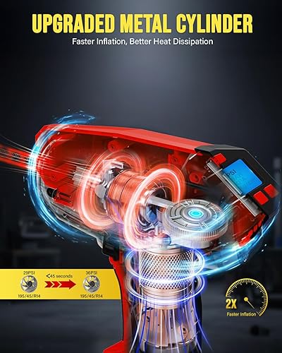 Miniatura 3 de Inflador de neumáticos actualizado, compresor de aire portátil, bomba de aire inalámbrica de 160 PSI con batería recargable de 20 V, inflado 2 veces