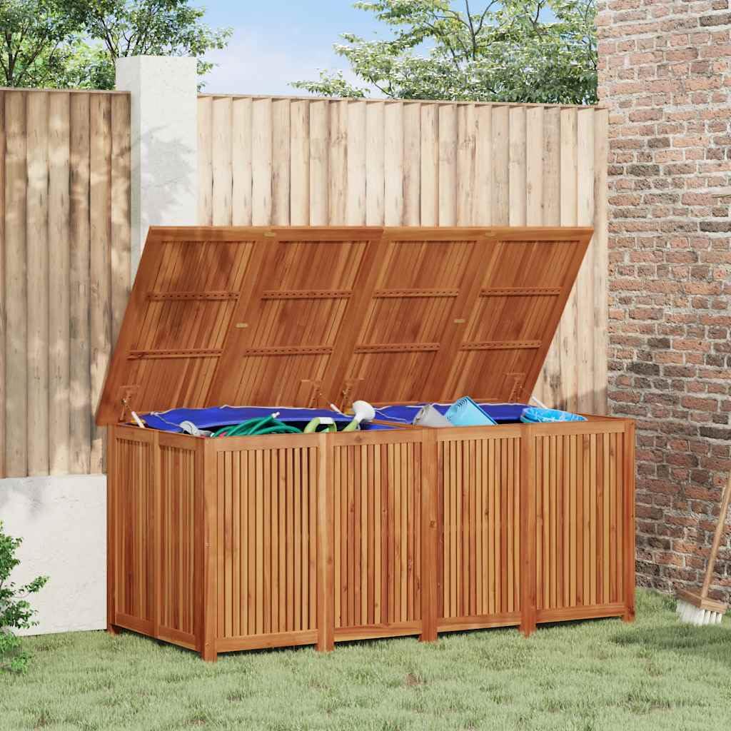 Cassapanca da giardino in legno massiccio di acacia, 175 x 80 x 75 | Contenitore per cuscini, cuscini, coperte, borsa interna impermeabile, per interni ed esterni