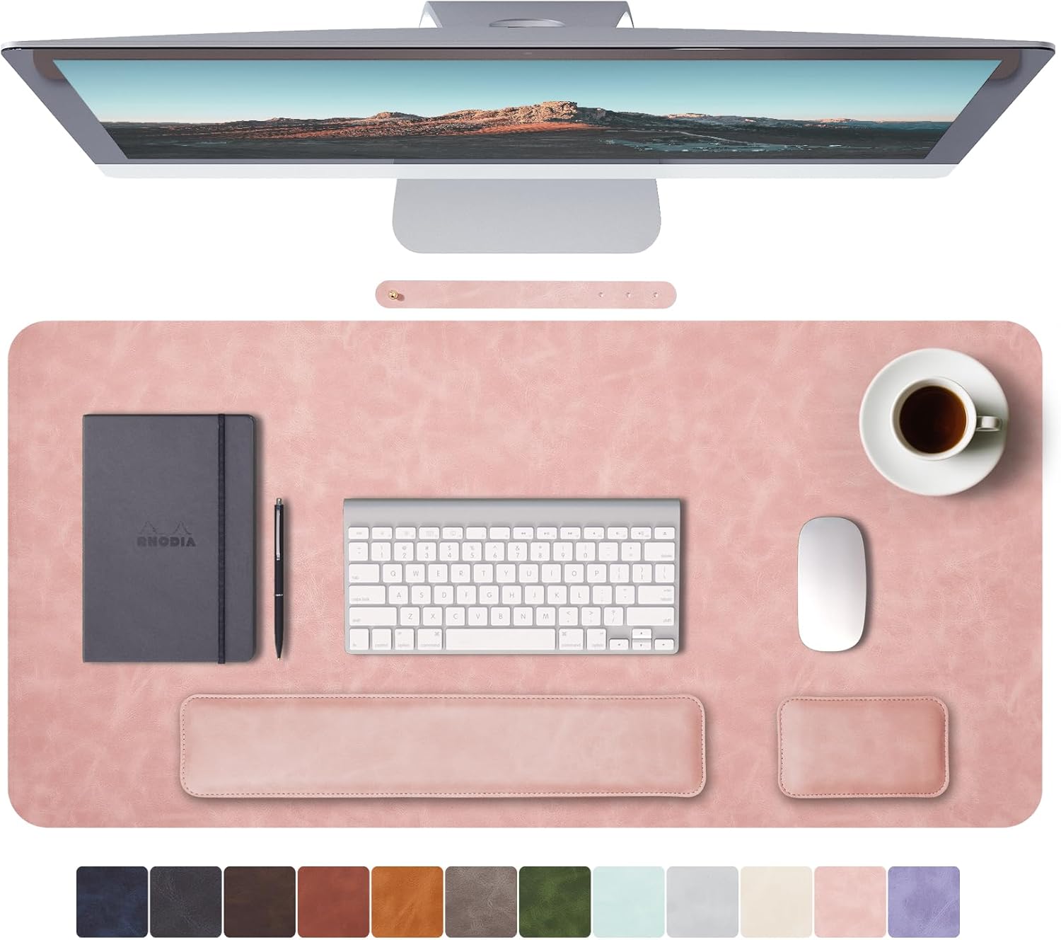 RENMTURE Large Mouse Pad and Keyboard Wrist Rest, Desk Pad for Keyboard and Mouse, Large Gaming Mouse Pad with Wrist Support, Desk Mat for Work and Gaming (Pink)