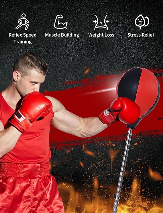 Stiatu Punching Bag with Stand, Height Adjustable Boxing Speed Bag Teens