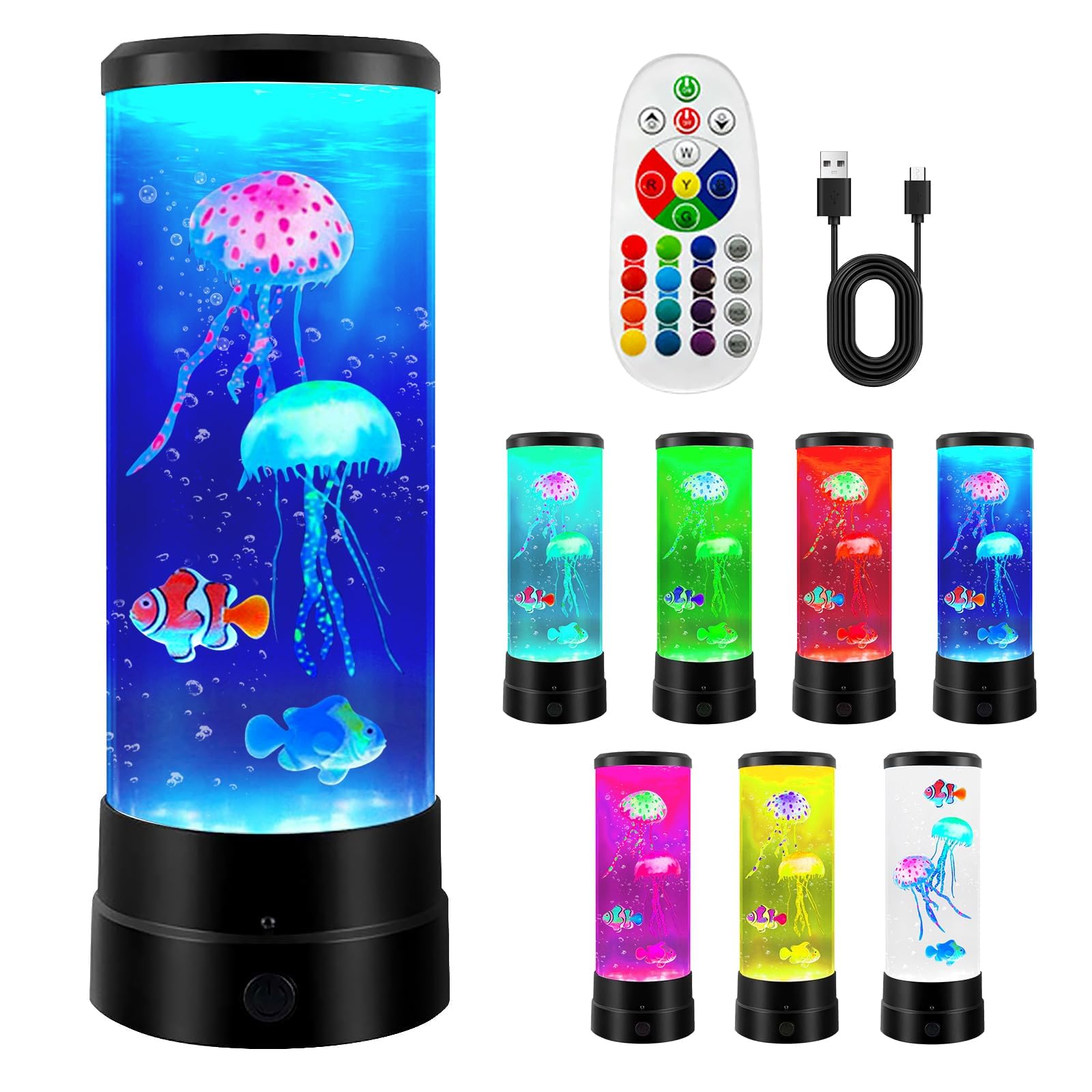 BORDEAG BYZESTY Lámpara de medusas, lámpara de lava de medusas, lámpara de lava, medusas, lámpara de medusas, lámpara LED de 17 colores, lámpara de acuario para luz de ambiente, luz nocturna,