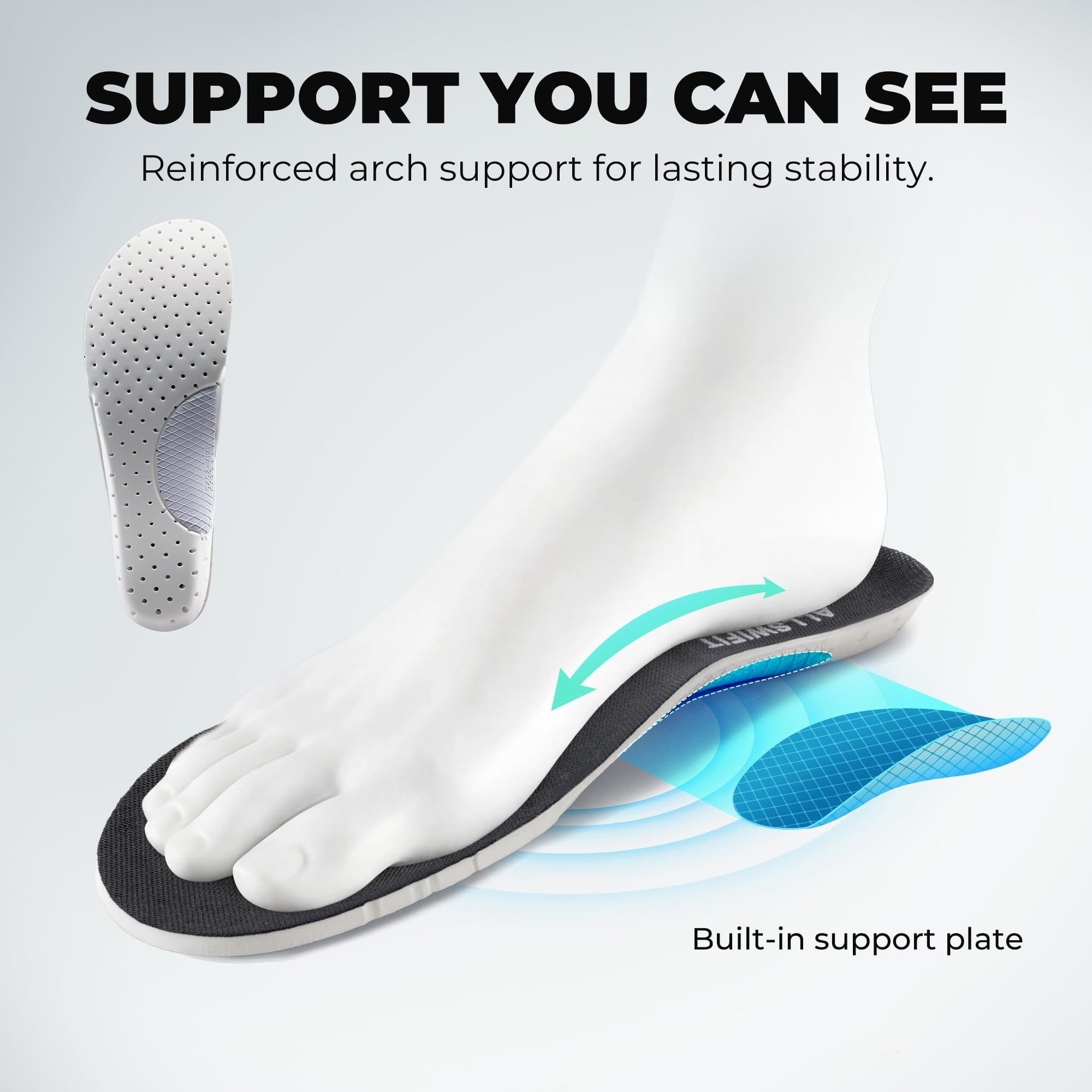 ALLSWIFIT Men's Slip On Wide Toe Box Walking Shoes Hands-Free Barefoot Cushion Running Tennis Arch Support Gym Workout Athletic Fashion Sneakers StediCloud — view 5