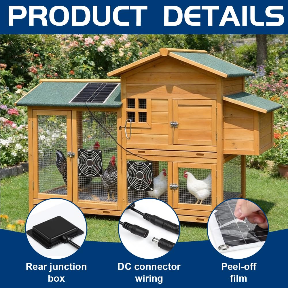2 Stück Solar Ventilator, 12W Gewächshaus Ventilator Solar, Solarventilator, IP65 Wasserdicht SolarLüfter für Kleine Hühnerstall, Gewächshaus, Schuppen, Haustierhäuser, Zu-Oder Abluft