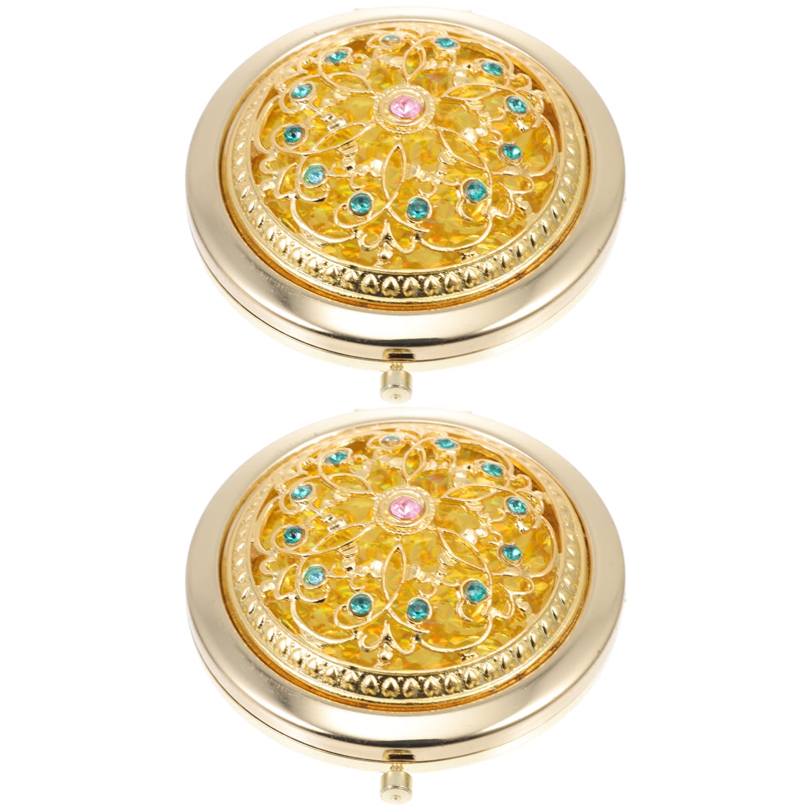 Miroir de maquillage creux Healifty miniature cosmétique pliable rétro doré