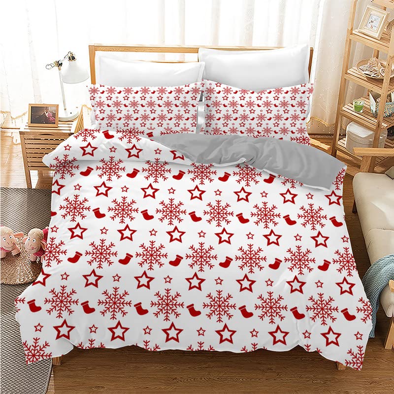 Housse de couette 160x200 microfibre 110g/㎡ flocon de neige avec fermeture