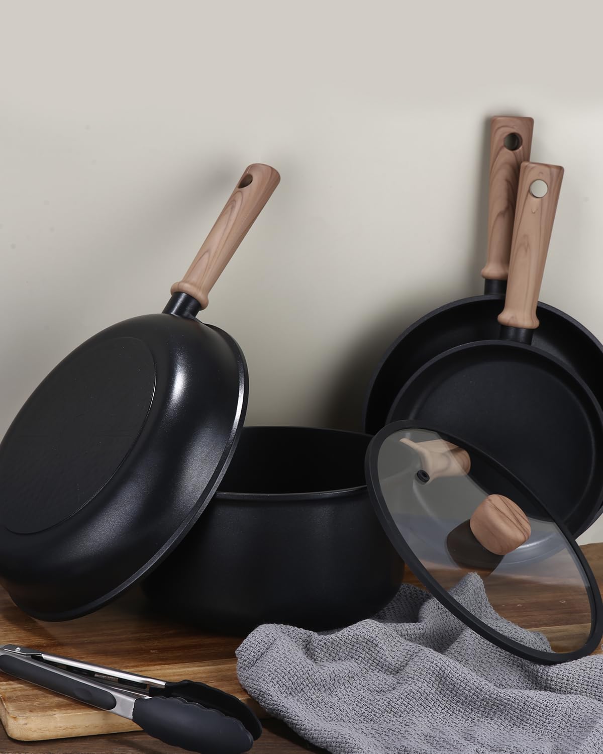 Bateria de Cocina Y Sartenes Induccion, Sarten Ceramica Con Tapas, Antiadherentes, Sin Ptfe Y Pfoa, Sartenes Ceramica Para Todas Las Cocinas