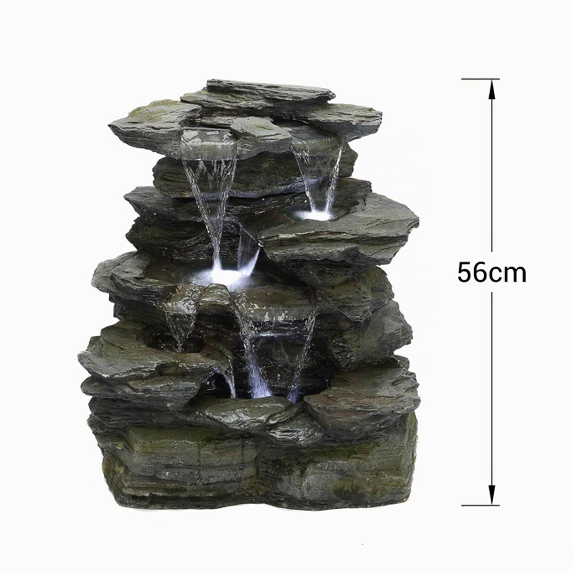 Köhko Fontaine de Jardin en Pierre Naturelle avec éclairage LED