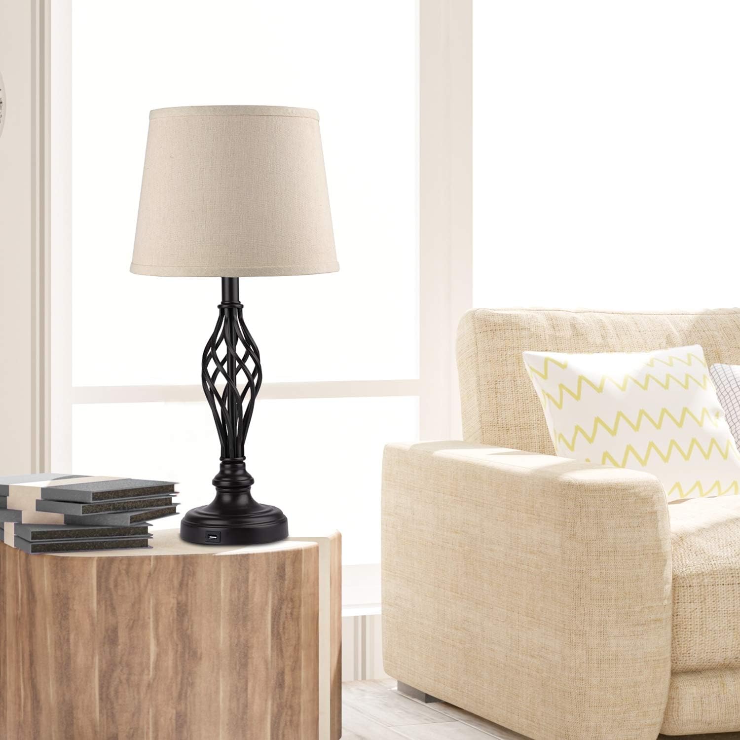 Review Touch Control Traditional Table Lamp Set of 2, Vintage Bedside