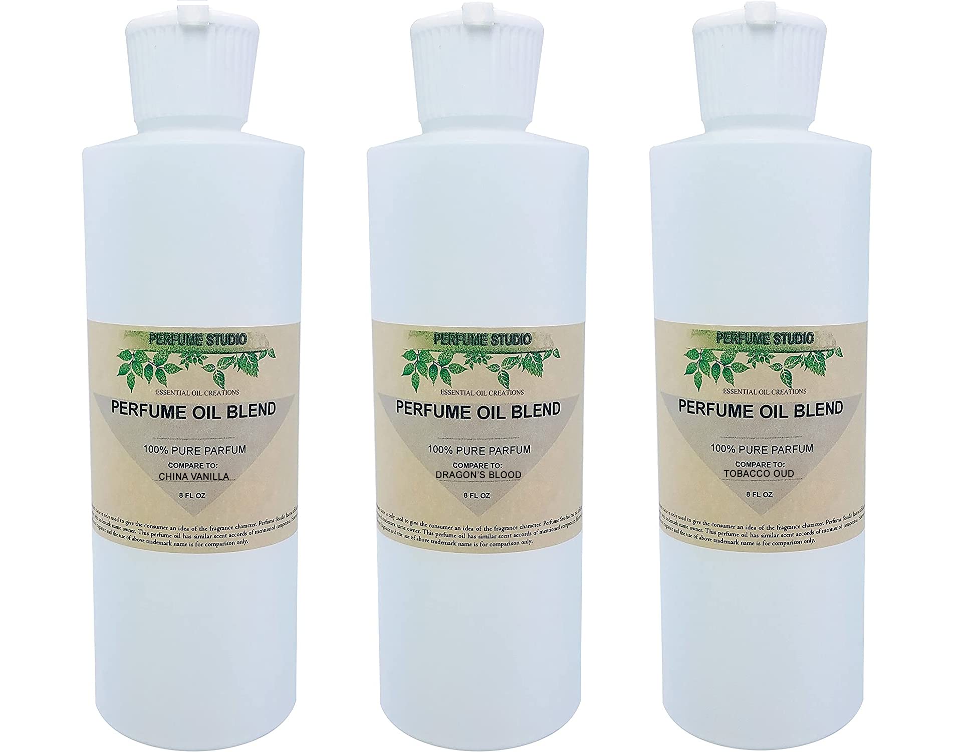 Perfume Studio Fragrance Oils Compatible to China Vanilla, Dragon's Blood, Oud & Wood. 3-Pk Set, 8oz Each for Making Soaps, Candles, Bath Bombs, Lotions, Room Sprays, Colognes.
