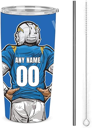 Custome - Botella de agua de fútbol, 20 onzas, tazas de café de fútbol para entrenadores, regalos de cumpleaños, termo aislado para adolescentes,