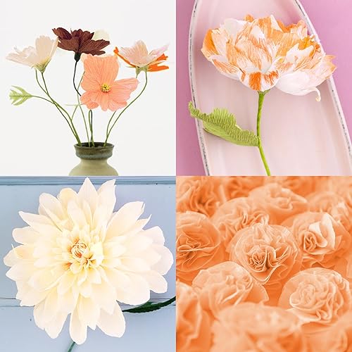 Miniatura 4 de Whaline 8 rollos de serpentinas de papel crepé de 65.6 pies de 9.8 x 98.4 in, 4 colores, serpentinas de fiesta, color marrón y naranja, rollo de