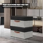 3 Pack Storage Bins Foldable Storage Boxes Fabric Storage Box with Lid & Handle Large Washable Storage Organizer for Office, Home, Books, Clothes, Bedroom, Closet (38X25X24 Black&Grey)