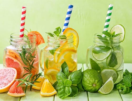 Miniatura 6 de Webake Smoothie Pajitas biodegradables de papel de 0.4 pulgadas de ancho, paquete de 100 pajitas de beber grandes a rayas rojas, grandes pajitas