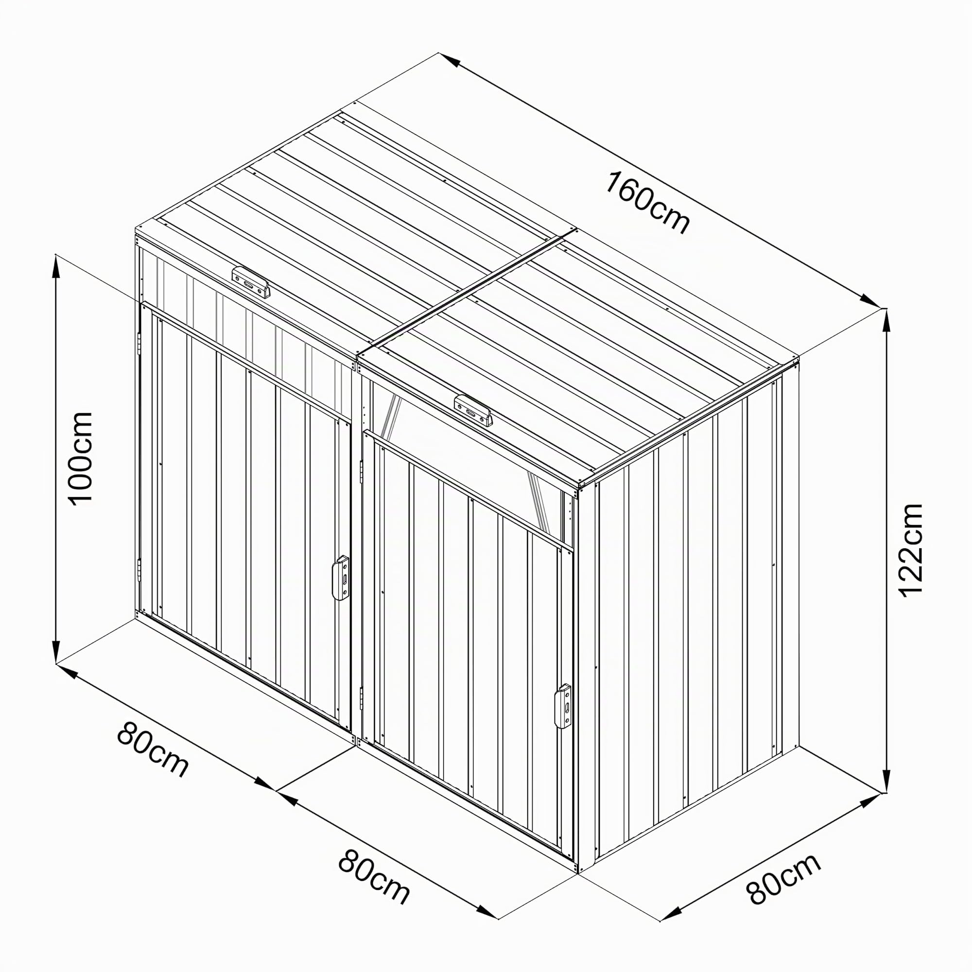 AXI Owen Mülltonnenbox aus Metall in Anthrazit | Mülltonnenverkleidung aus wetterfestem verzinktem Stahl mit Deckel für 2 Tonnen - 240L/480L | Müllbox/Aufbewahrungsbox für Mülltonnen