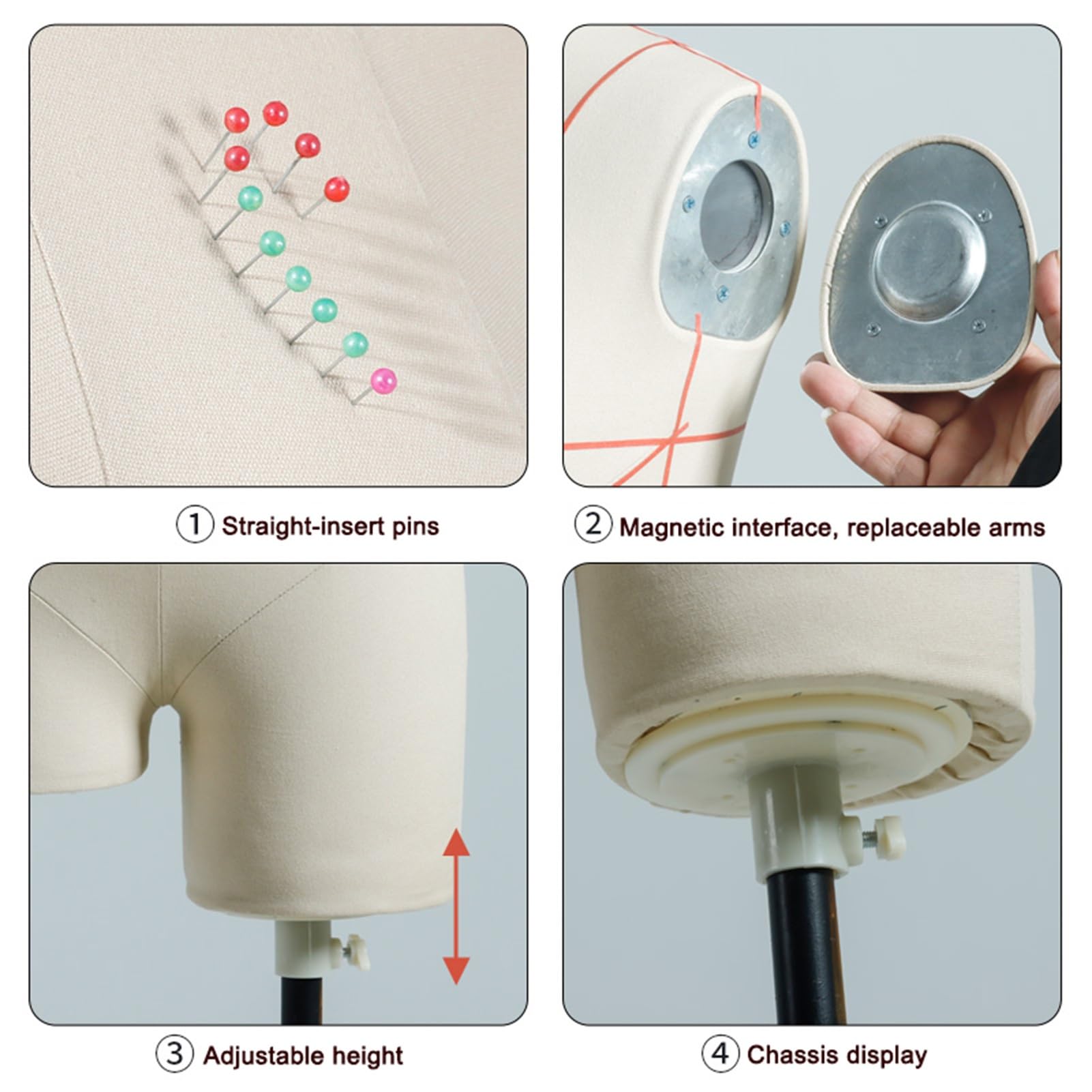 Amazon | 女性用マネキン・トルソー、裁縫用マネキンスタンド & ドレスフォーム女性トルソー、高さ調節可能で可動式のユニバーサル ホイール  マネキン ボディ、ドレス衣料品ディスプレイ(XXX-Large) | モデル人形・手 通販