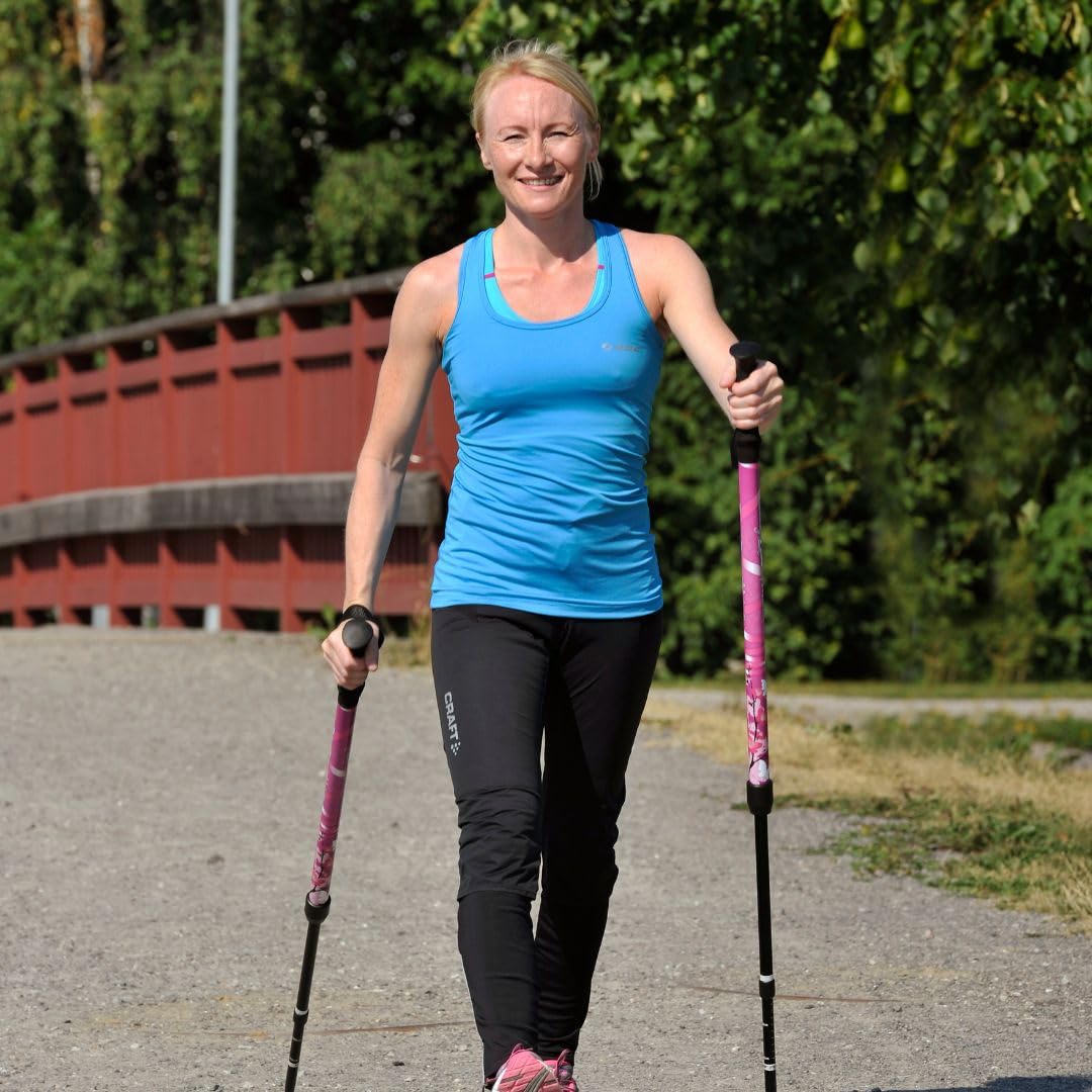 BungyPump Pink Charity – Bastones de marcha nórdica con resistencia de 4 kg para fitness y rehabilitación, 3 piezas, desmontables, médicamente recomendados, color rosa – Modelo de caridad limitada
