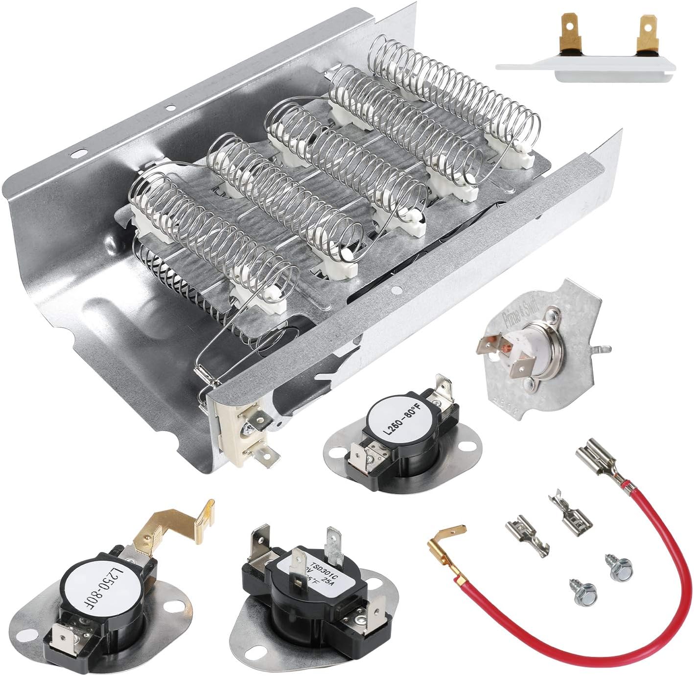 279838 Dryer Heating Element &279816 3387134 3977767 Dryer Thermostat Kit,3392519 Thermal Fuse Combo Set By prime&swift,Replacement for 3403585,8565582