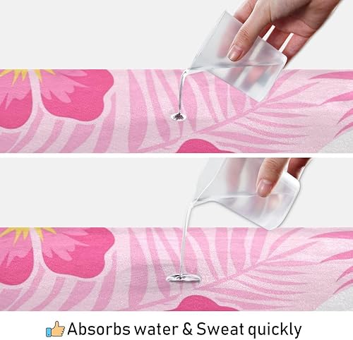 Miniatura 5 de OTVEE Toalla de yoga con hojas tropicales de hibisco y piña, toalla de yoga caliente, absorbente del sudor, toalla de yoga antideslizante para yoga,