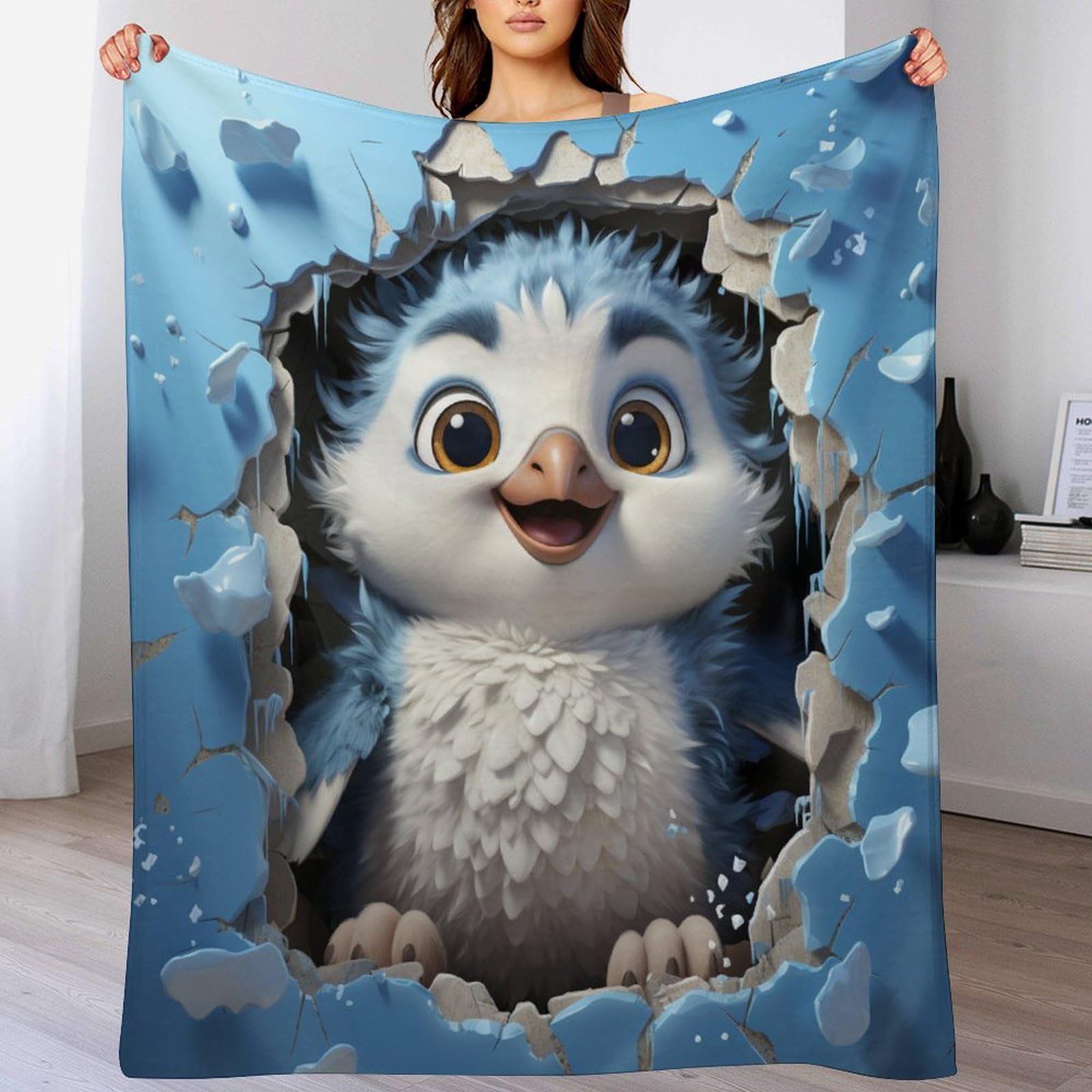 Couverture douce pingouin en peluche pour cadeau d'anniversaire ou de naissance