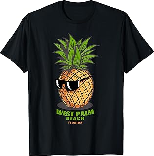 I Love West Palm Beach Florida FL Cute Pineapple Sunglasses T-Shirt
