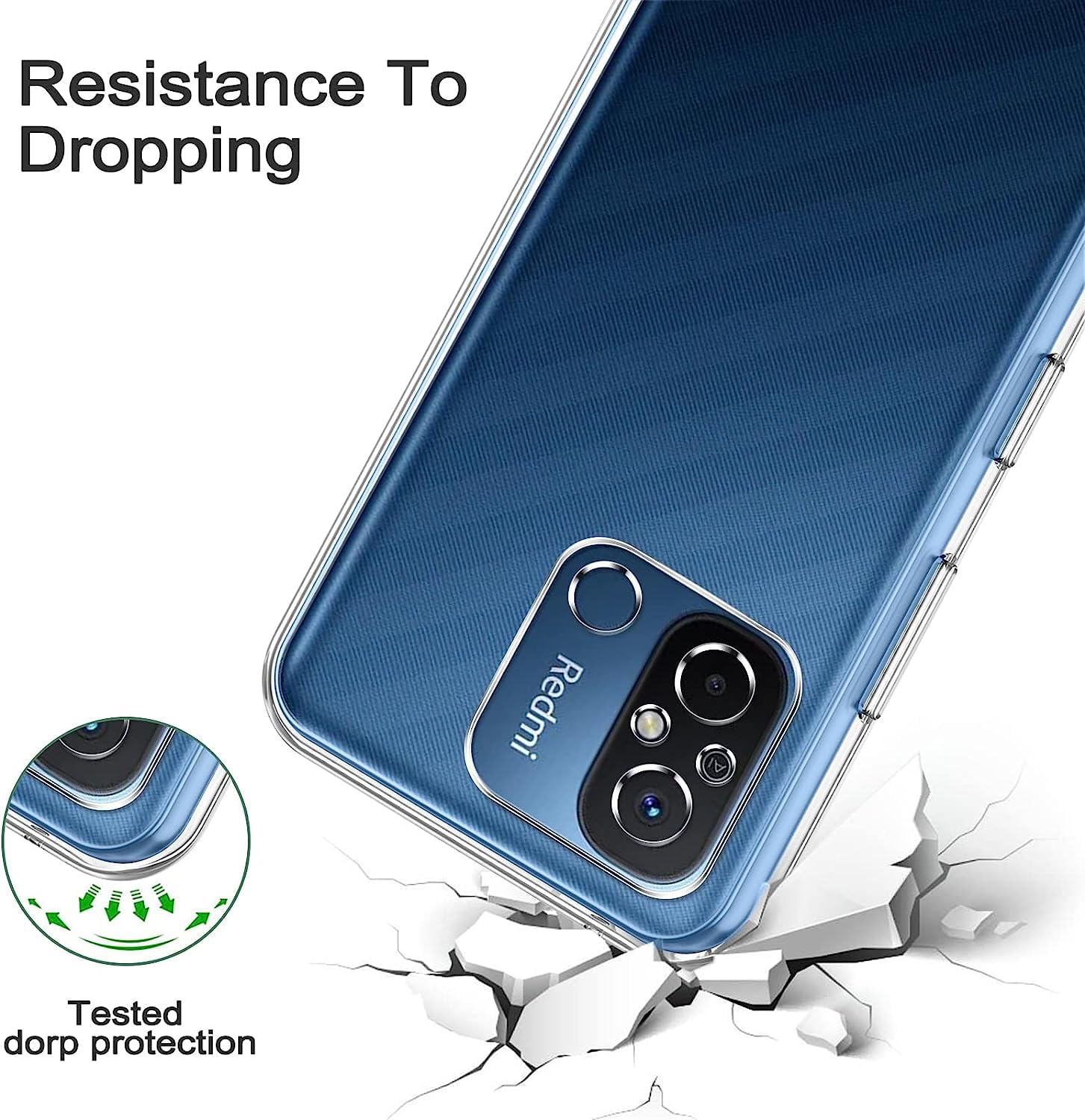 FUNHULLUN Cover per Xiaomi Redmi 12C / Redmi 11A Custodia Transparente Morbido Silicone TPU con 2 Pellicola Vetro Temperato FUNHULLUN Cover per Xiaomi Redmi 12C / Redmi 11A Custodia Transparente Morbido Silicone TPU con 2 Pellicola Vetro Temperato
