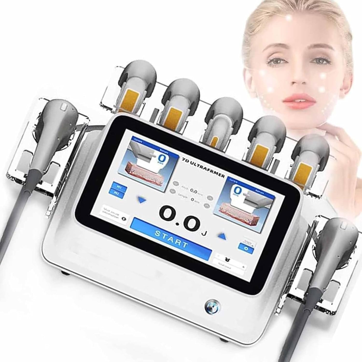 GTANND 7D HIFU Face Lifting and Body Contouring Machine,Skin Treatment Beauty Machine,Face and Body Lifting Machine,Skin Rejuvenation and Body Slimming,2 Handles