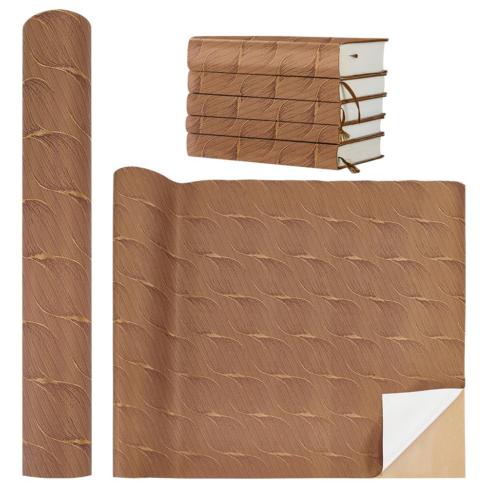 BENECREAT 120x40 cm Tissu de Reliure de Livre, Surface en Tissu de Couverture de Livre avec Dos Adhésif, Tissu de Livre en Verge D'Or pour la Protection du Livre, Artisanat Bricolage Scrapbooking