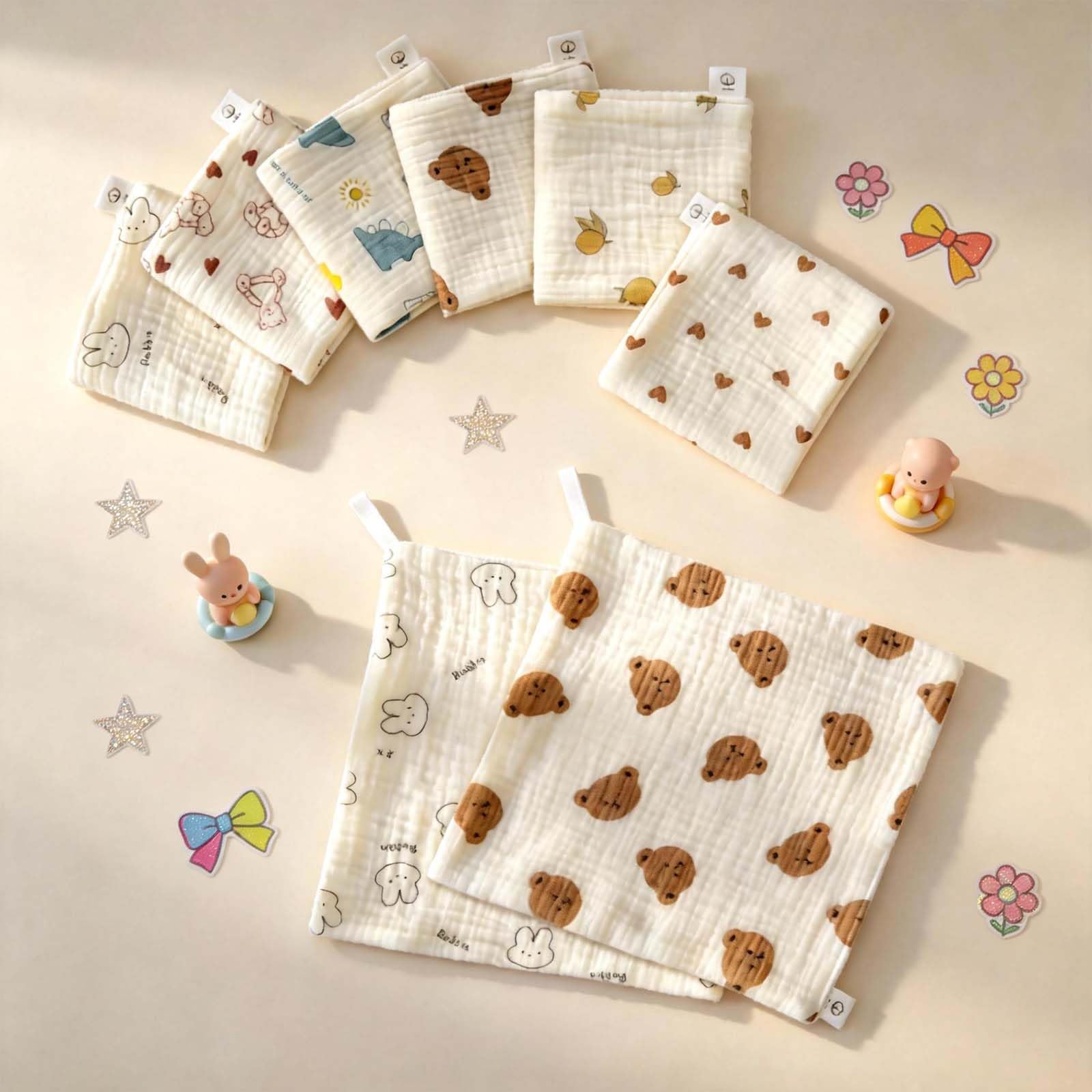 Lot 6 Lange Bebe Coton 25x25cm, Langes Coton bébé Doux et absorbants, Carre Coton Bebe Multi Usage, Lange Bebe lingettes Visage Bain Repas, Langes Bebe Motifs Mixte garçon Fille