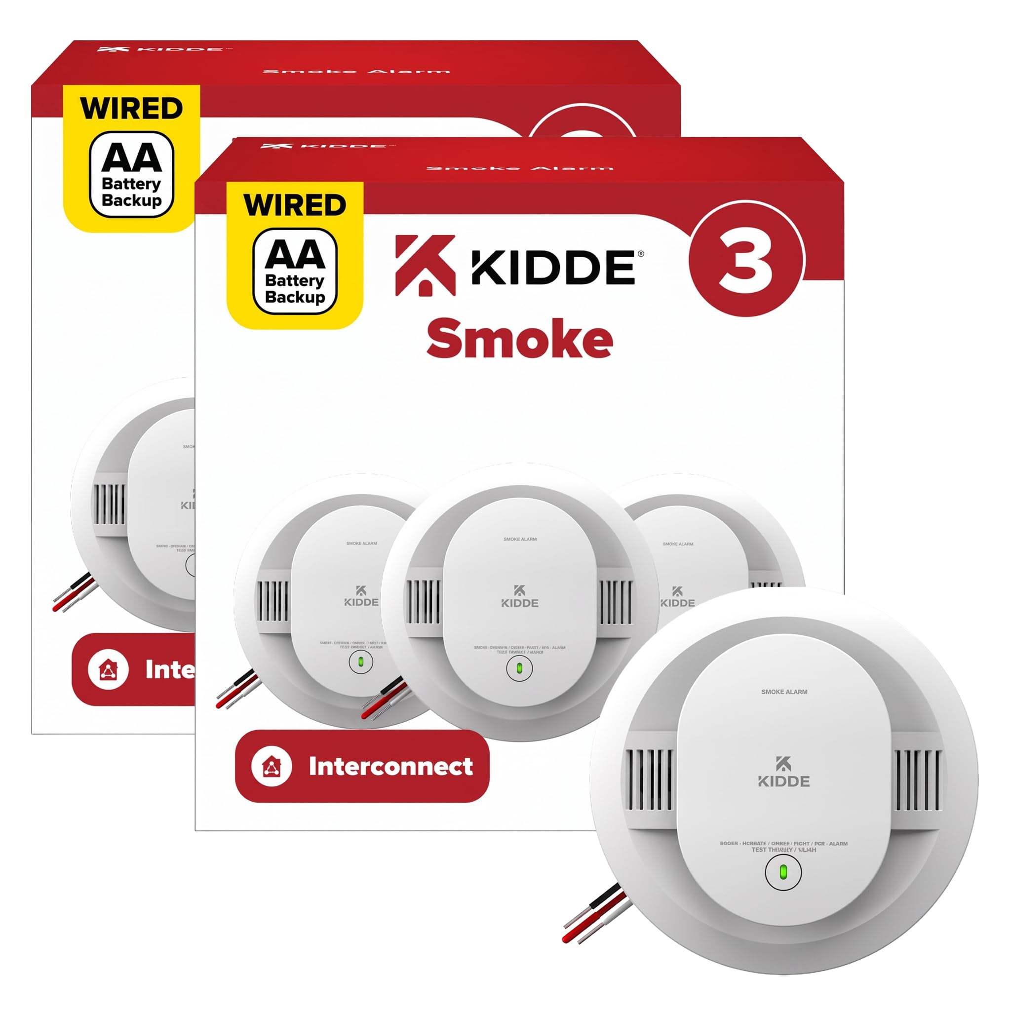 Kidde Smoke Detector, Hardwired with AA Battery Backup, 20SAR, 6 Pack